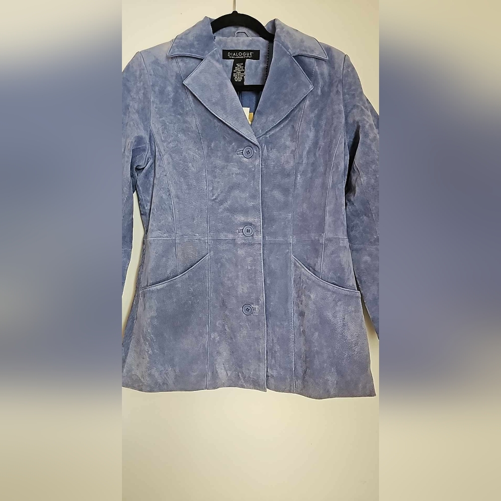 Womens leather dialog button up jacket NWT